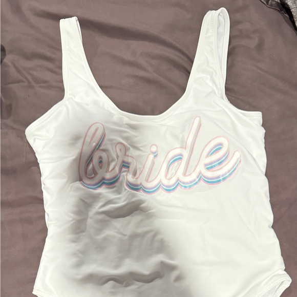 Satin Bride robe, sash & one-piece bathing suit. - Picture 12 of 12